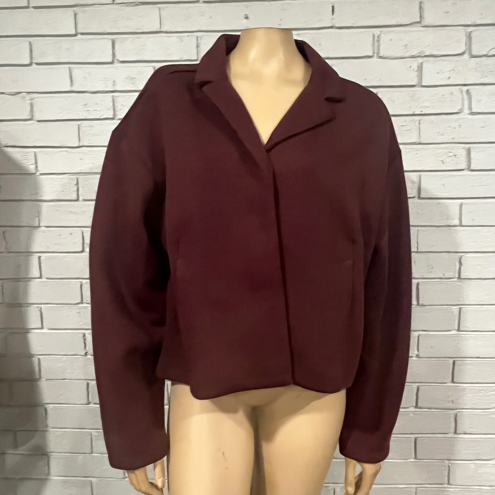 Nike Tech Fleece Cropped Snap Front Jacket Burgundy Maroon Gorpcore Athleisure L
